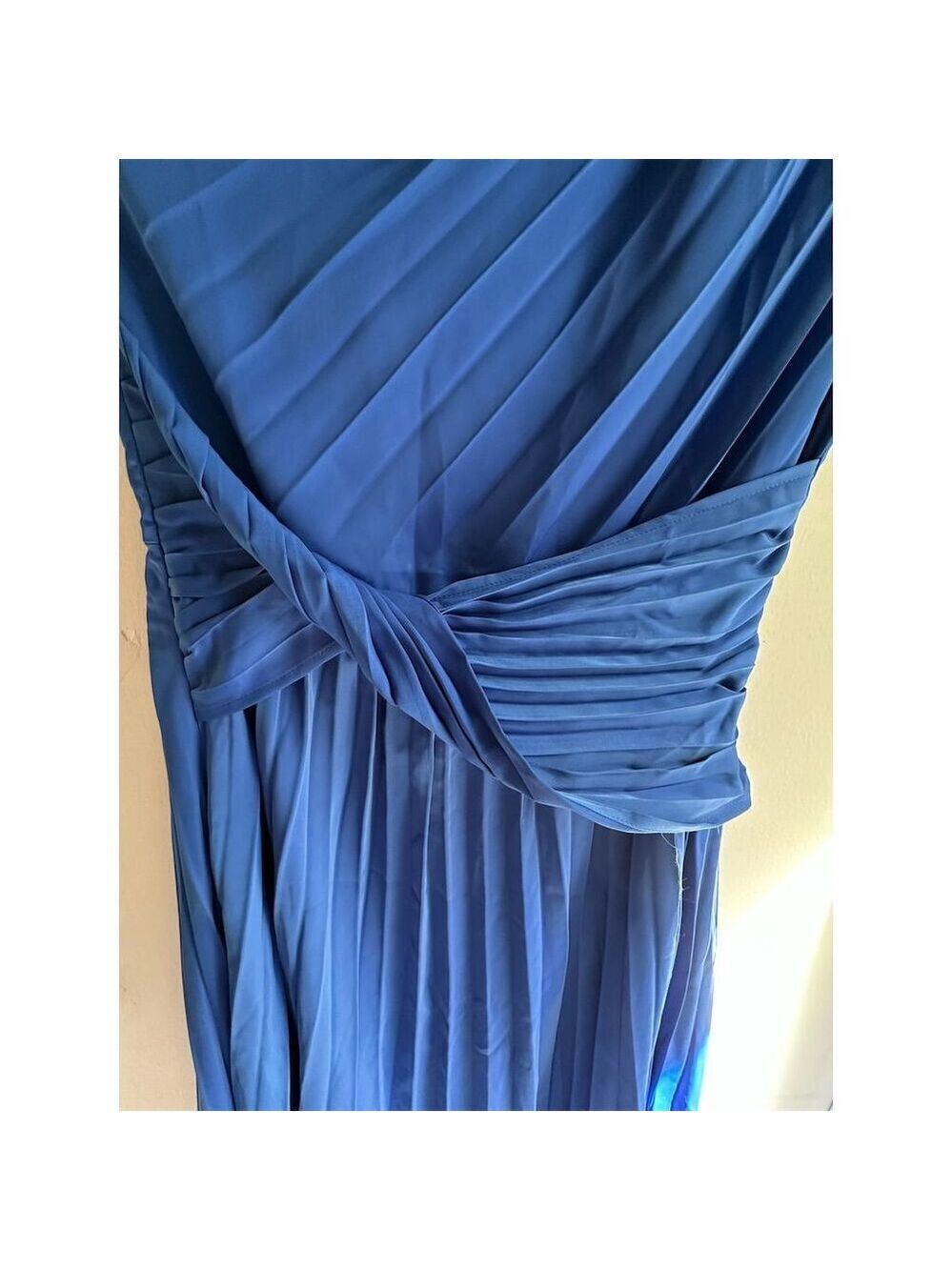 PRETTYGARDEN Women's One Shoulder Blue Satin Long Formal Dress Standard Size S - Picture 7 of 9